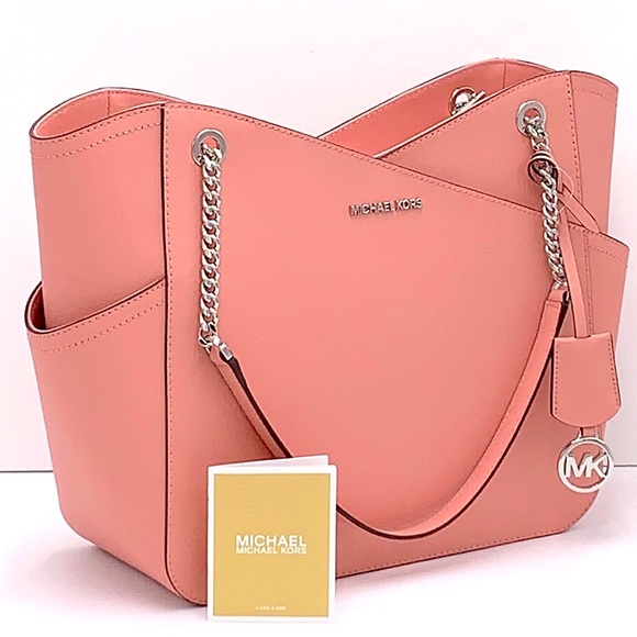 MICHAEL KORS Jet Set Large Saffiano Leather X Chain Shoulder Bag PRIMROSE COLOR - Picture 1 of 15